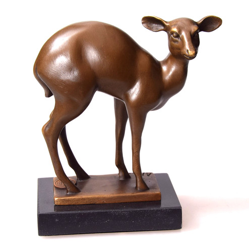 Bronzefigur rehkalb kitz reh - rehkalb,