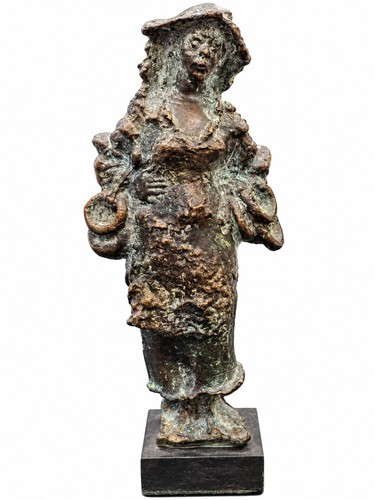 Bronze skulptur frau - frau, hut