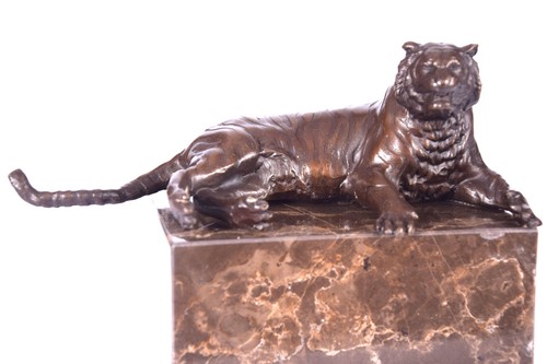 Bronzefigur tiger liegend - tiger,