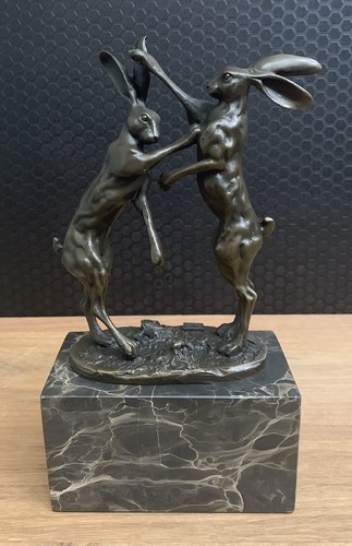 Bronzefigur hasen skulptur - bronzefigur,