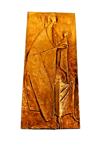 Patiniertes bronzerelief - patiniertes,