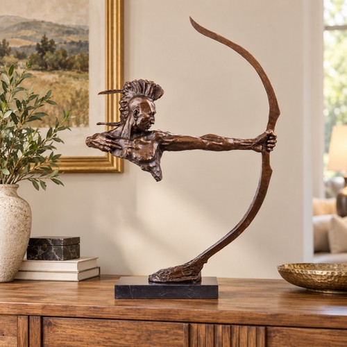 Bronze skulptur indianer mit - skulptur,