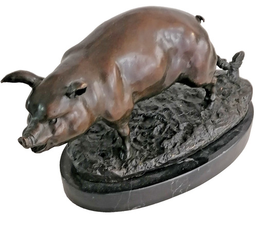 Bronze figur schwein - figur, /