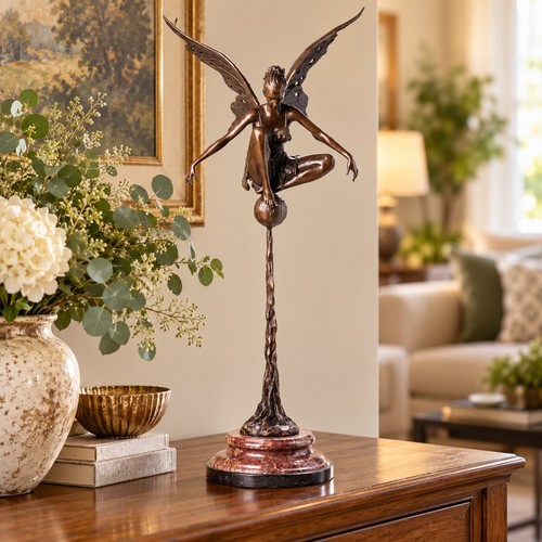 Bronze skulptur elfe fee mit - bronze,