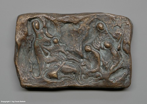 Bronze relief maria mit - maria, kind
