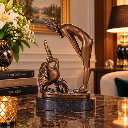 Bronze skulptur frau mit - bronze,