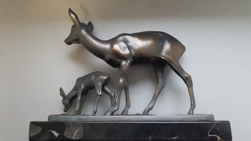 Bronzefigur rehkuh mit kitz - bronzefigur, kitz"