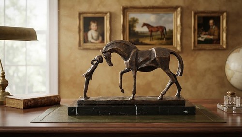 Bronze skulptur pferd mit - bronze,